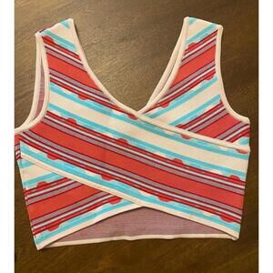 BCBG Max Maria Women's Striped Wrap Crop Top (SM - M)